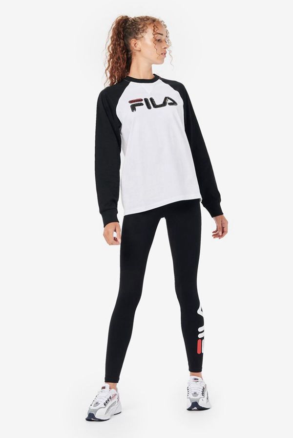 Fila Romi Raglan Sweater Women's Sweatshirts - White/Black,NZ 645-26914